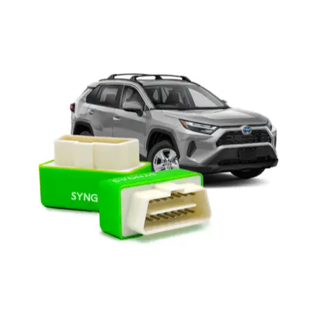 SynGas OBD2 plug in front of a car